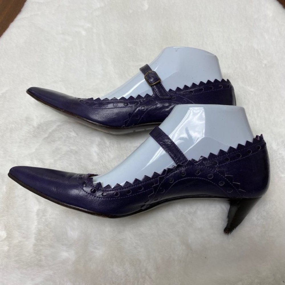 L'Autre Chose Made In‎ Italy Leather Triangle Scalloped Single Strap Heels, sz 7 - Picture 7 of 10